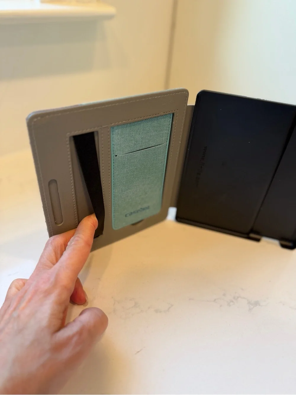 Casebot Kindle Oasis Case 10th Gen – Teal & Gray Fabric Cover